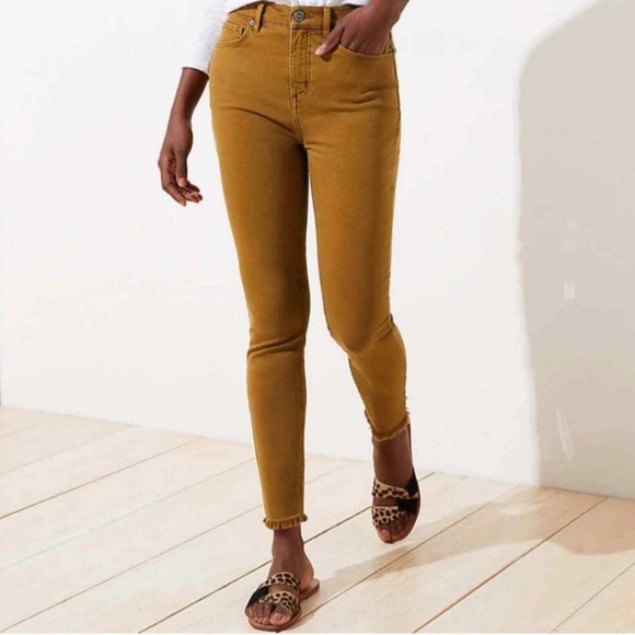 LOFT Denim - LOFT Mustard Yellow High Waist Skinny Crop Raw Hem Jeans 26 2 330NC1
